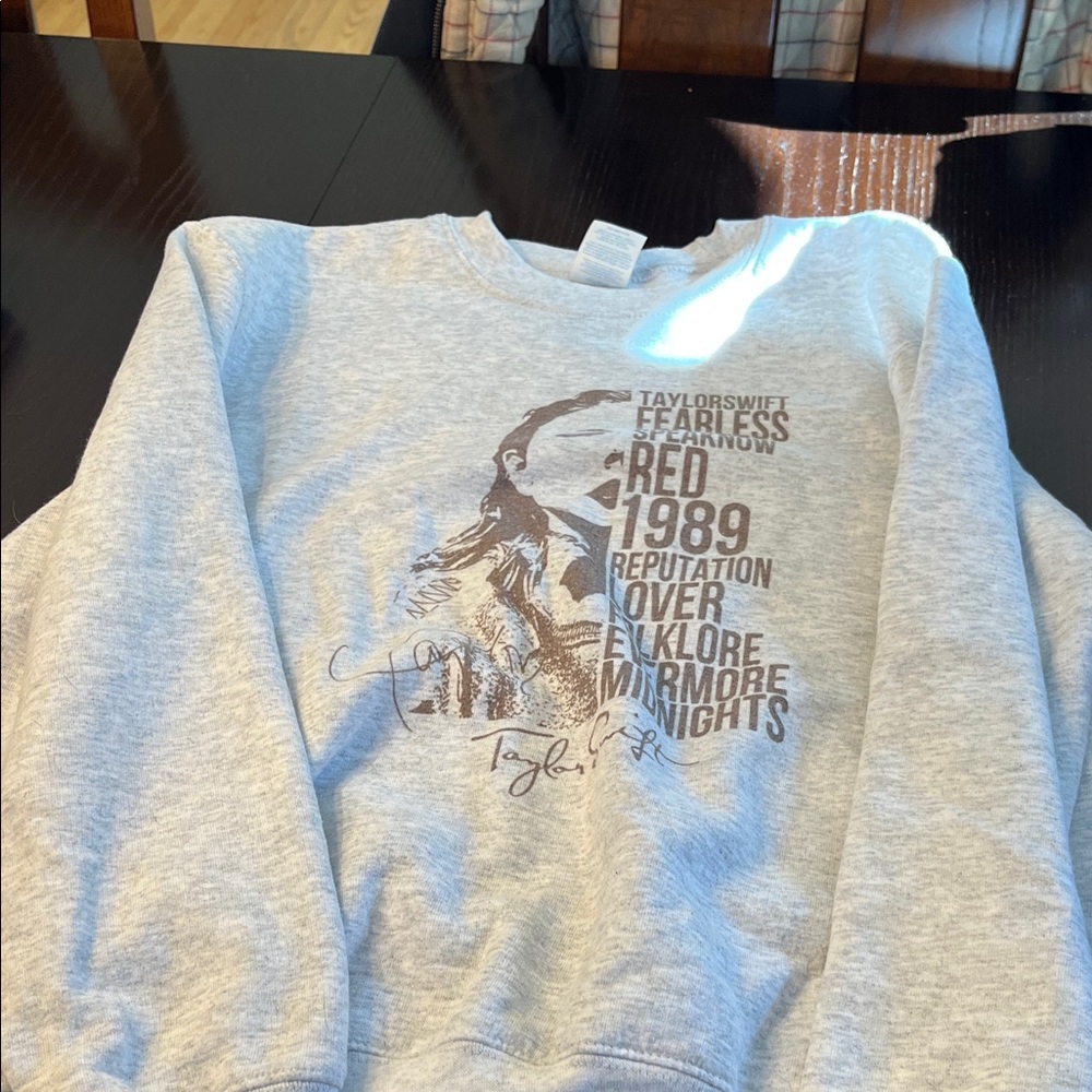 Taylor Swift Gray Graphic  Crewneck Sweater